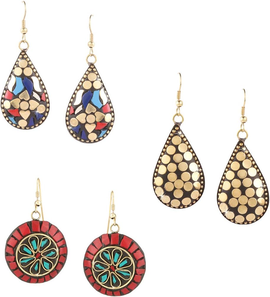 - Drop Earrings For Women | Traditional Women Earrings Sets | Ethnic Combo Set Tibetan Laac Drop Earrings For Girls Accessories Jewellery | Birthday Anniversary Gift for Girls Women