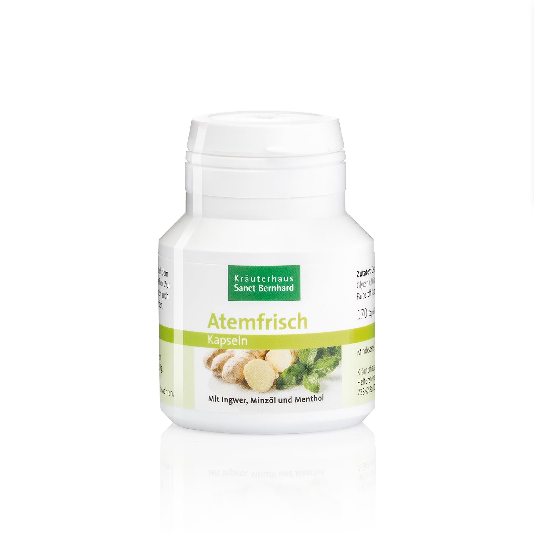 Sanct Bernhard Atemfrisch Deo-Kapseln mit Pfefferminzöl, Menthol & Chlorophyll - 170 Kapseln