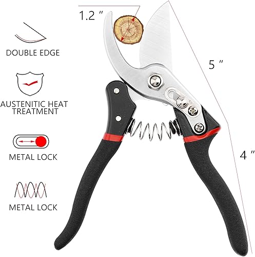Miniatura 2 de Tijeras de podar herramientas manuales de jardinería, tijeras de jardín, tijeras de jardín, tijeras de recorte, tijeras de jardinería (negro)