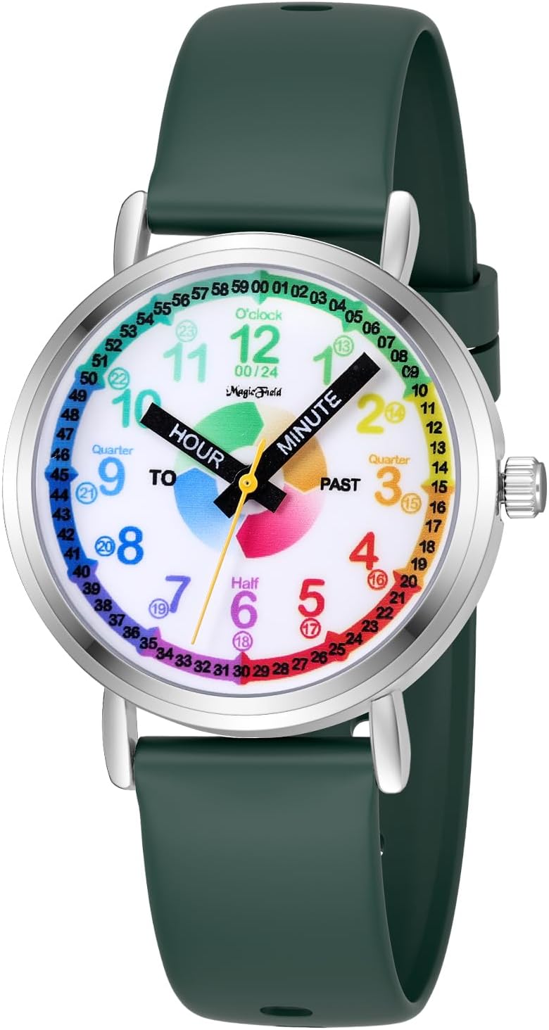 ManChDa Kids Watch for Girls Analog Watch Childrens Toddler Watch for Kid 8-12 Tell Time Watch Easy to Read Teaching Watch Time Learning Study Time Teacher Watch Back to School Gift Christmas