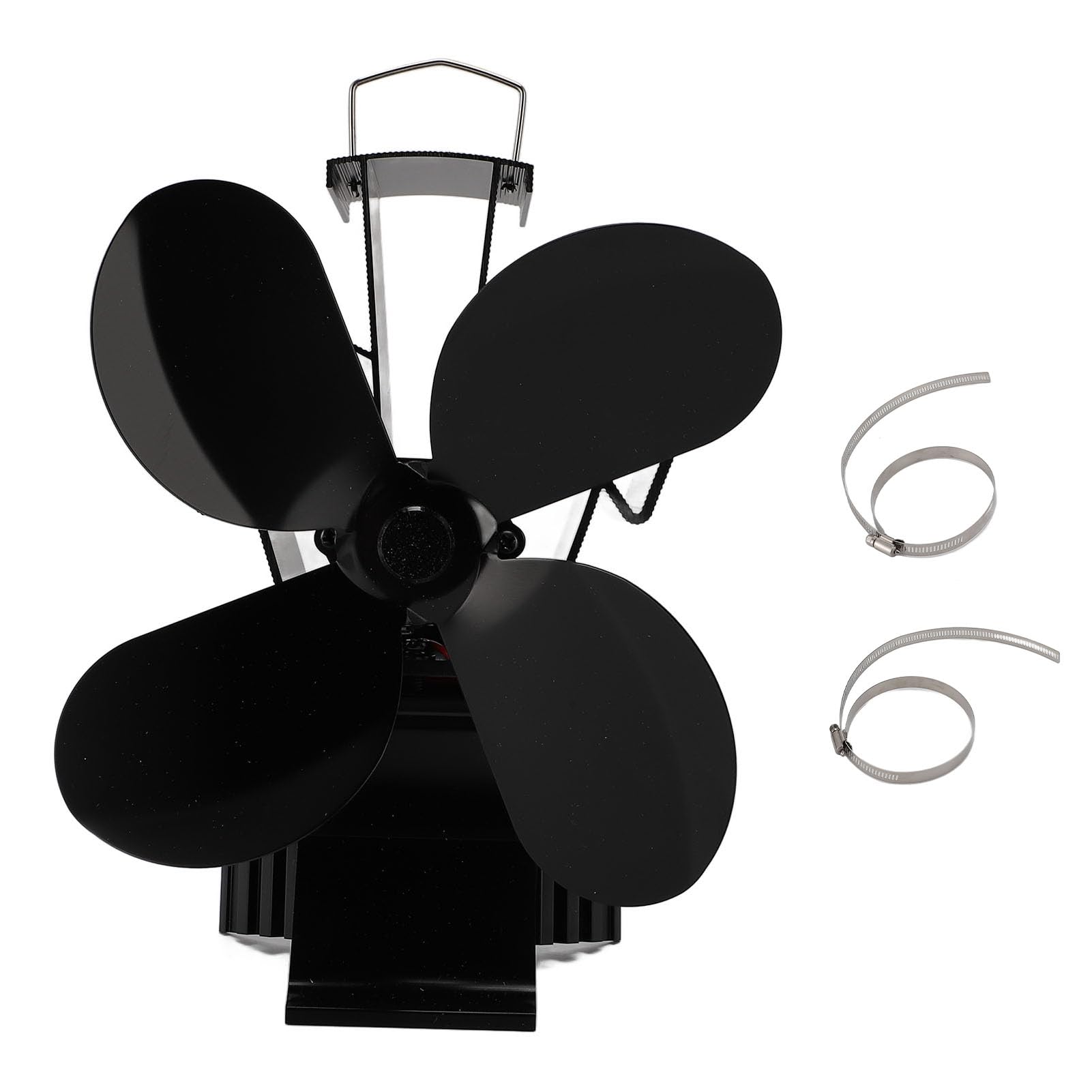 Acouto Ventola Termica per Camino, Ventilatore Circolatore D'Aria a 4 | Alluminio Anodizzato, Antiruggine, Diametro Foglia 6.8 Pollici, Avvio Automatico a 60-80°C, Rumore Sotto i 25 dB.