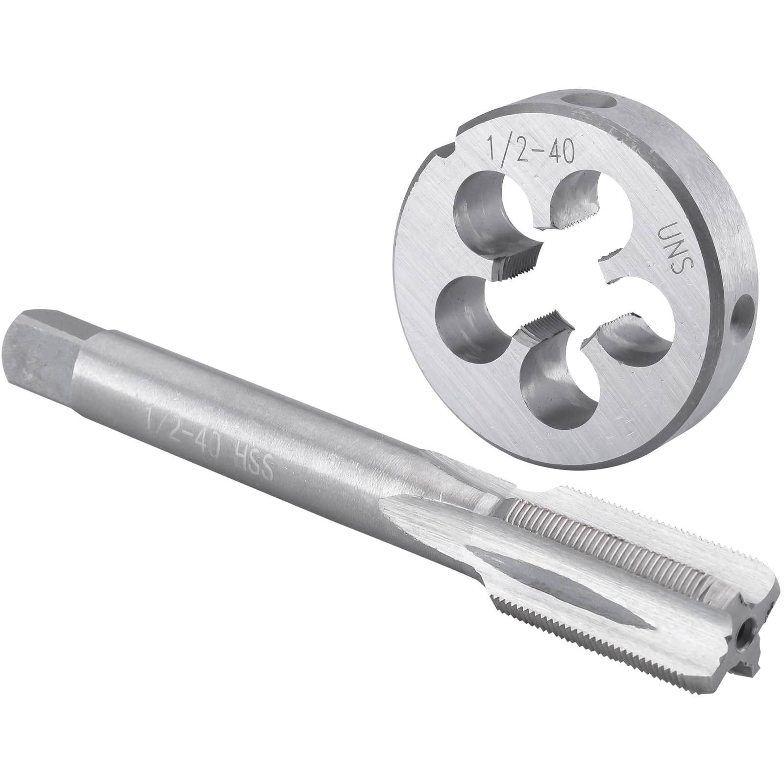 Burkit 1/2"-40 UNS Tap and Die Set Right Hand, 1/2 x 40 UNS Machine Thread Tap and Round Die