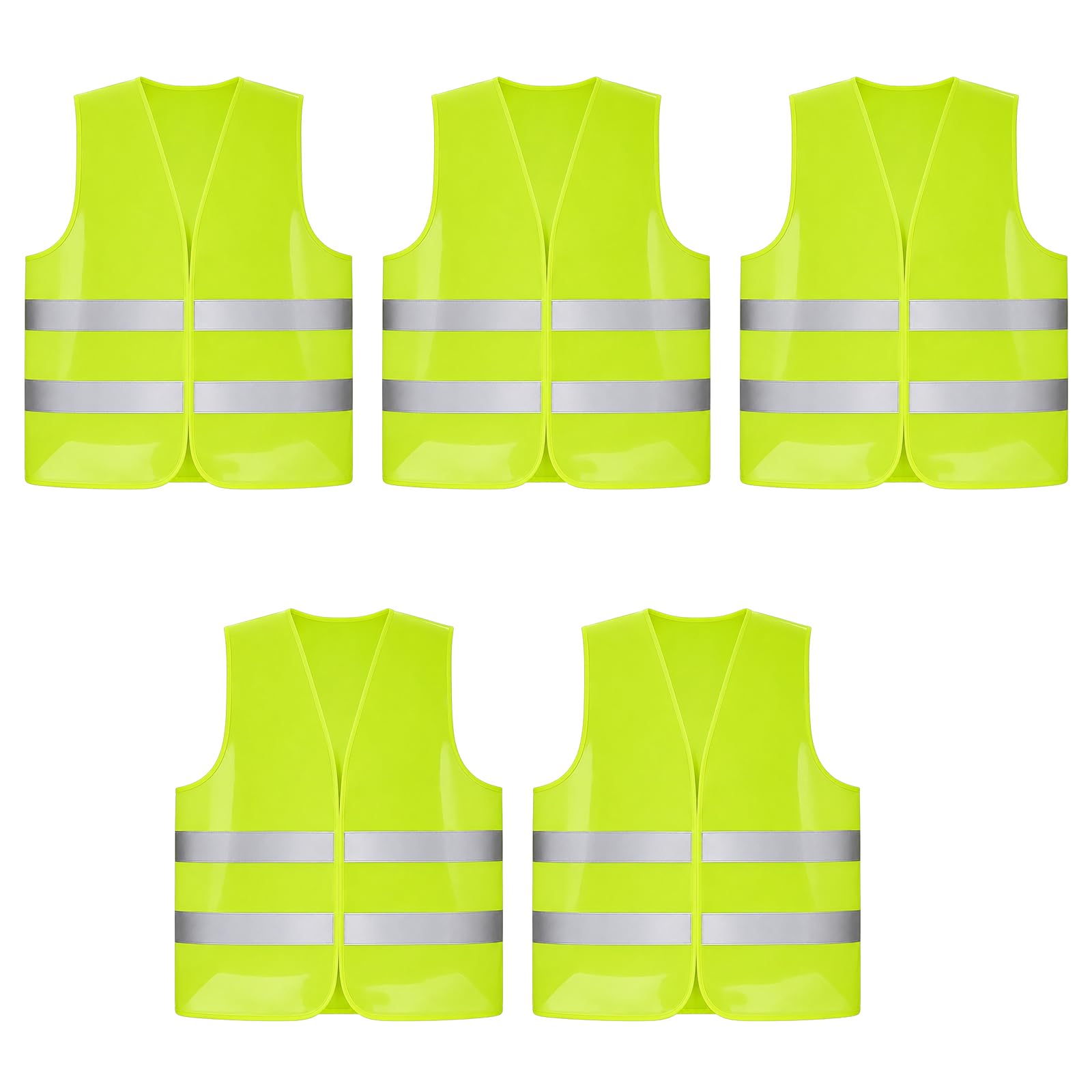 Llhong Unisex Yellow 5 Pack Hi Vis Vests, High Visibility Reflective Safety Vests, Hi Viz Vests