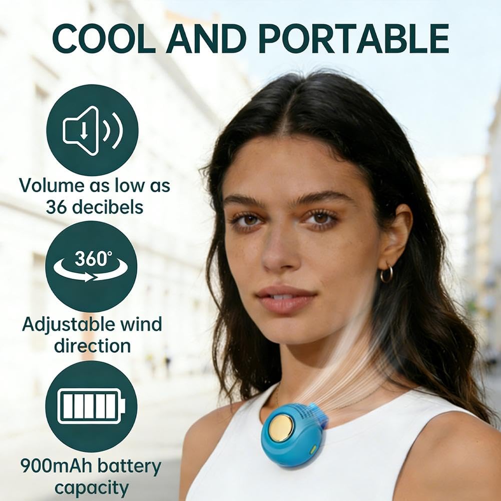 Portable Silent Mini Bladeless Fan, Clip On Waist & Neck Fan, New Rechargeable Clip-On Hands-Free Fans 3 Speeds - Image 2