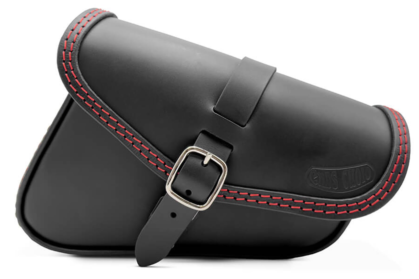 ends cuoio - Borsa laterale vera pelle compatibile con Harley Davidson Softail Fat bob, Low rider, Slim, borsa moto cuoio - Sistema aperture rapide magnetiche (lato SX - cuciture bianche