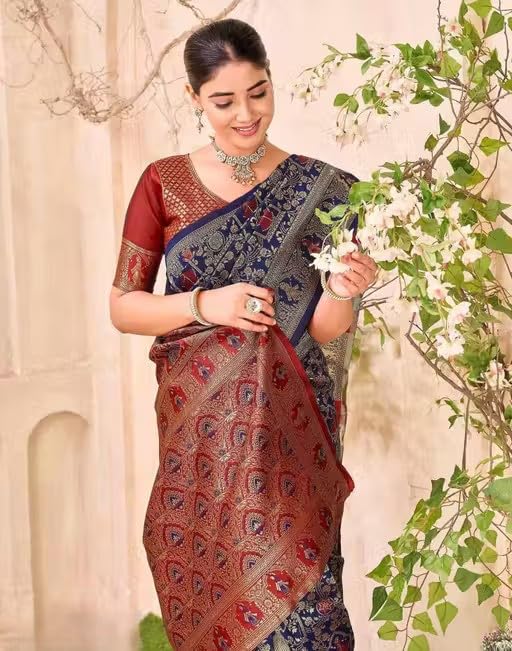 Image of Yashika Women's Banarsi Silk Saree with Blouse Piece for Traditional Ethnic Wear Sari