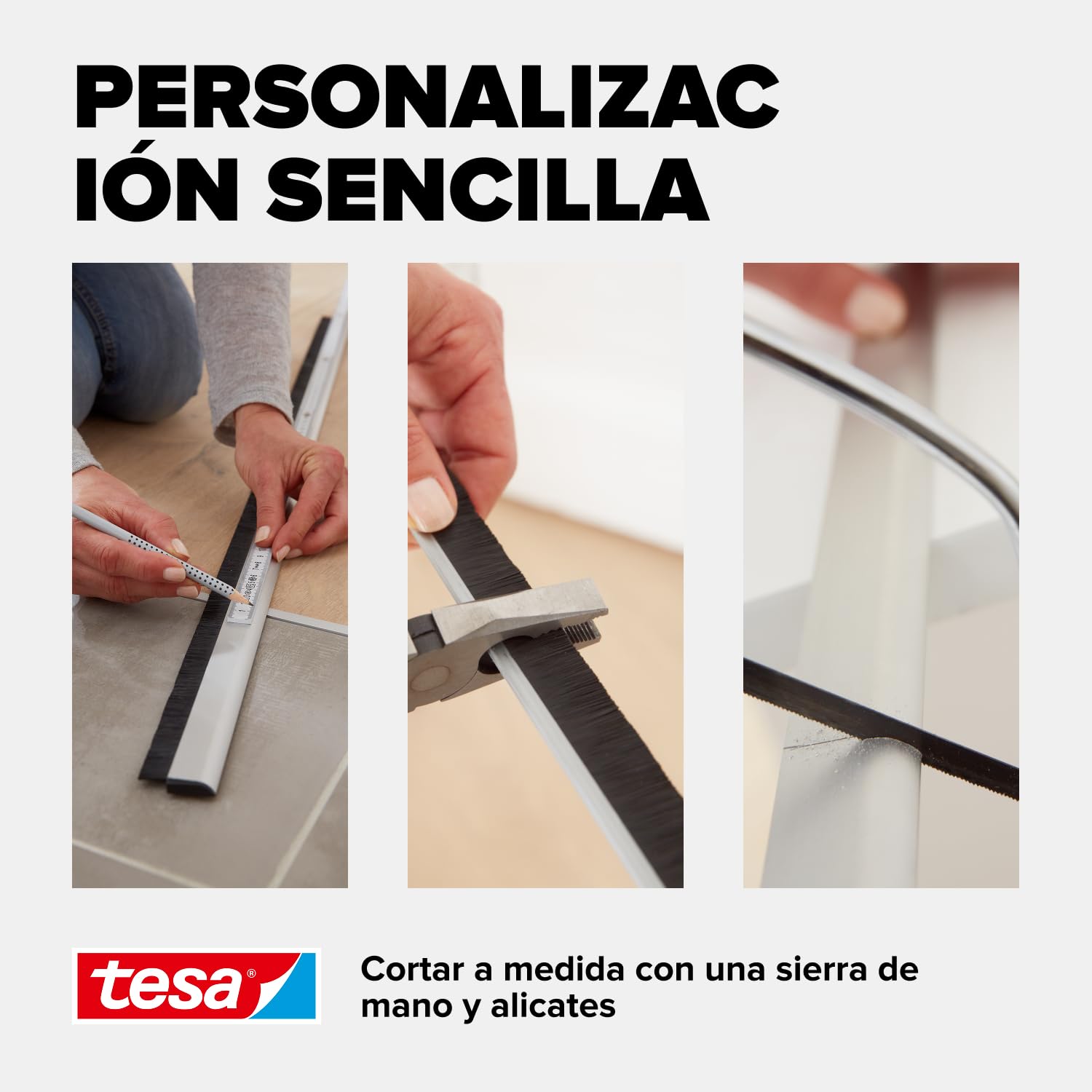 Tesa 05405-00100-00 - Riel de Sellado de Puertas, Moll para Suelos Irregulares, Blanco, 100 x 7 cm