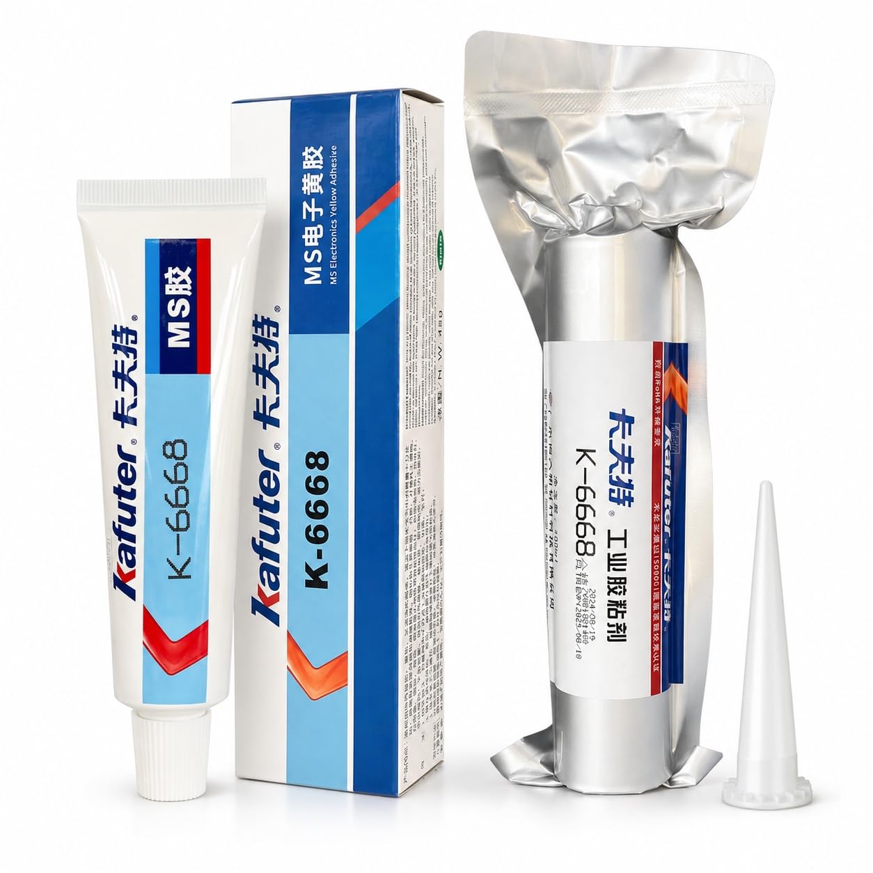 VIDOO Kafuter K-6668 Gelber Elektronikkleber Modifiziertes Silan Lösungsmittelfreies Elastomer für Leiterplatten-Bauteile Elektronikkleber Flexibel Feuchtigkeitshärtend Fixierer, 300ml