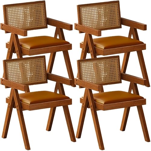 Miniatura 15 de YVYKFZD Juego de sillas de comedor de ratán, sillas de comedor de madera, sillas de cocina con respaldo tejido, sillón tapizado, silla auxiliar