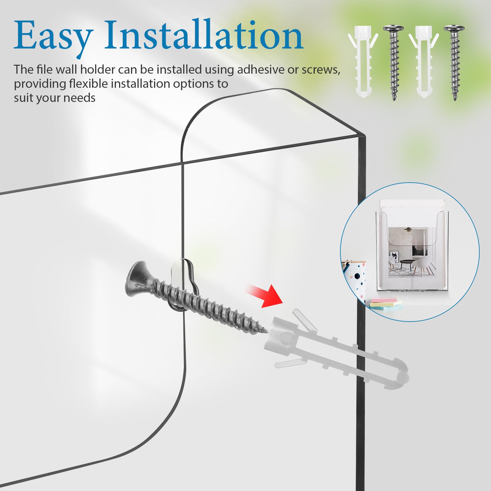 minkissy 2 Piezas Soporte de Pared para Acrílico Transparente Folletos A4