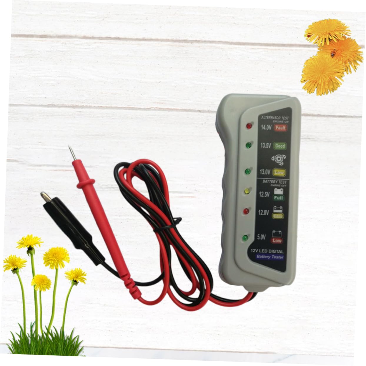 ABOOFAN 12V Digital Battery Tester Charging System Analyzer Automotive Battery Monitor with LED Indicator Smart Design for Easy Operation Quick Voltage Readings Safe Reverse Hookup