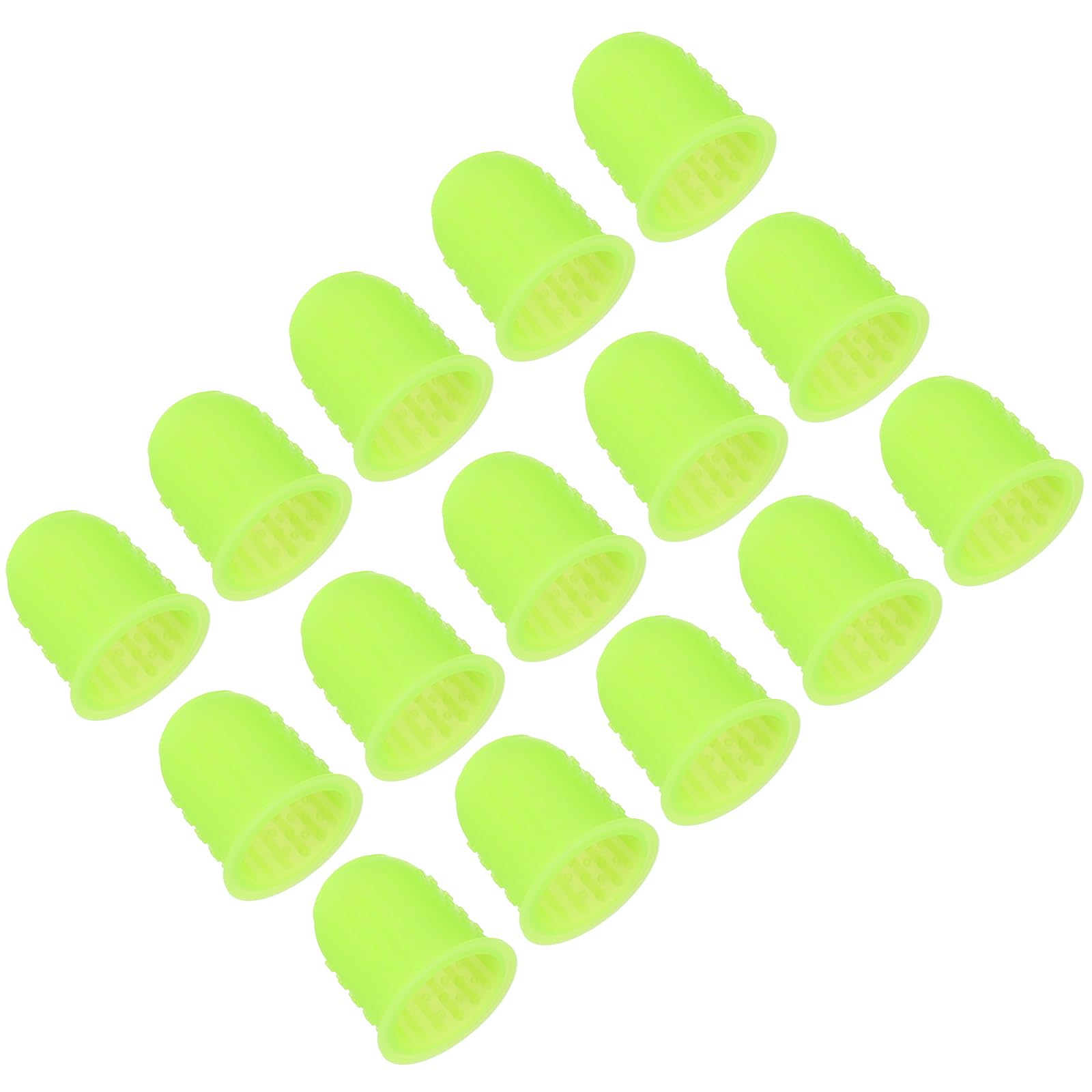 View 1 of PATIKIL Rubber Finger Tips, 15 Pack Silicone Thumb Fingertip Protector Finger Cots Covers Guard Pads Thimble Grips for Office Counting Sewing, Grass Green Medium Size