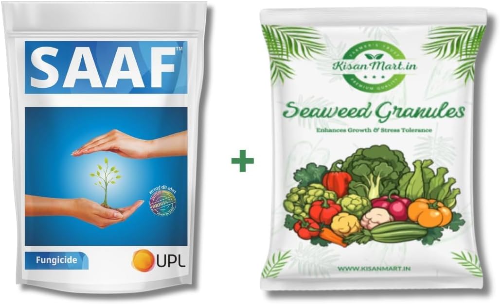 Saaf + Kisanmart Seaweed Granules | Organic Plant Growth Booster & Bio-Stimulant | Plant Protection & Nutrient-Rich Plant Food Combo (Saaf 100gm + Kisanmart Seaweed Granules 250gm)