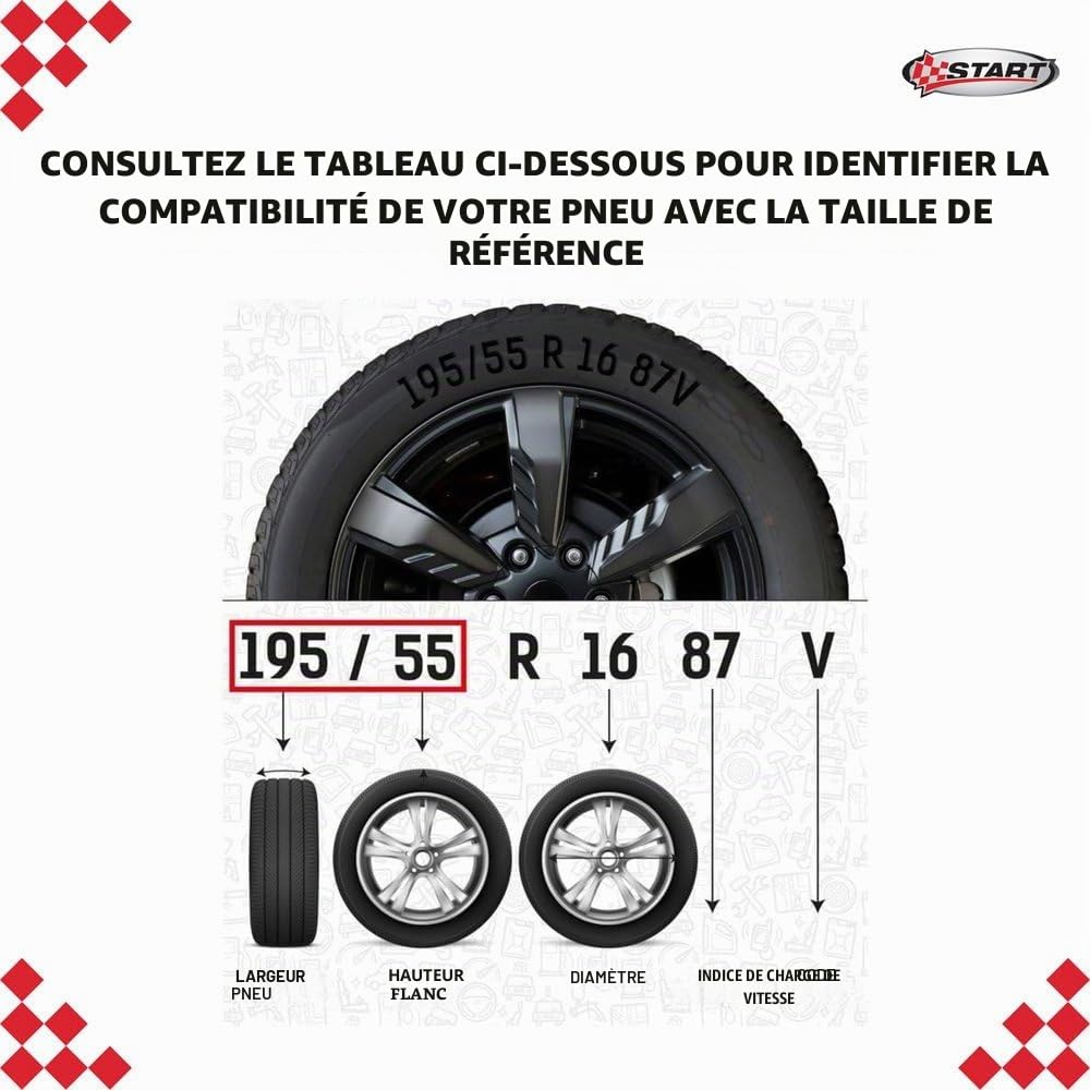 Start Chaussettes de neige taille XXL adaptées pour voitures SUV et véhicules commerciaux n'endommagent pas les jantes et faciles à monter