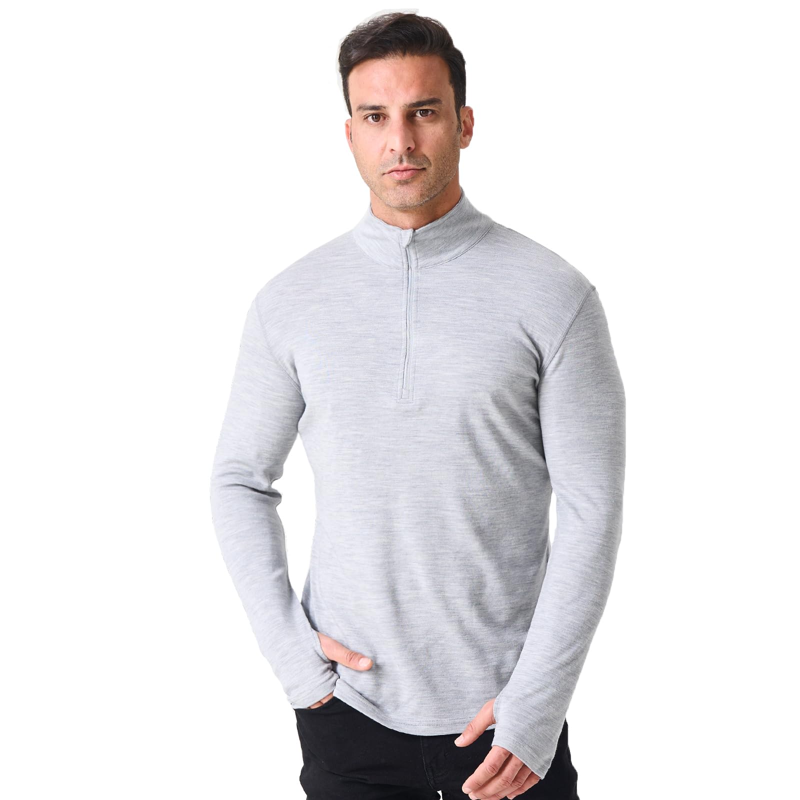 Merino Protect Merino Wool Base Layer Mens Soft Quarter Zip Pullover Sweaters Heavyweight Long Sleeve Shirt Hiking Hunting