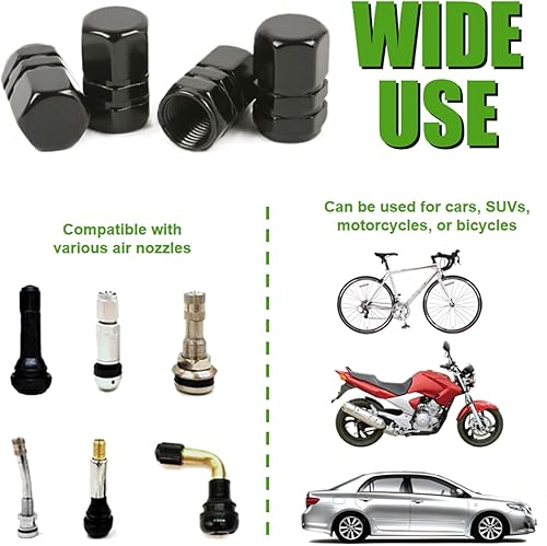 Miniatura 3 de WSSROGY 20 tapas de válvula de neumático de automóvil, tapas de aire, universales para automóviles, SUV, bicicletas, camiones y motocicletas (negro)