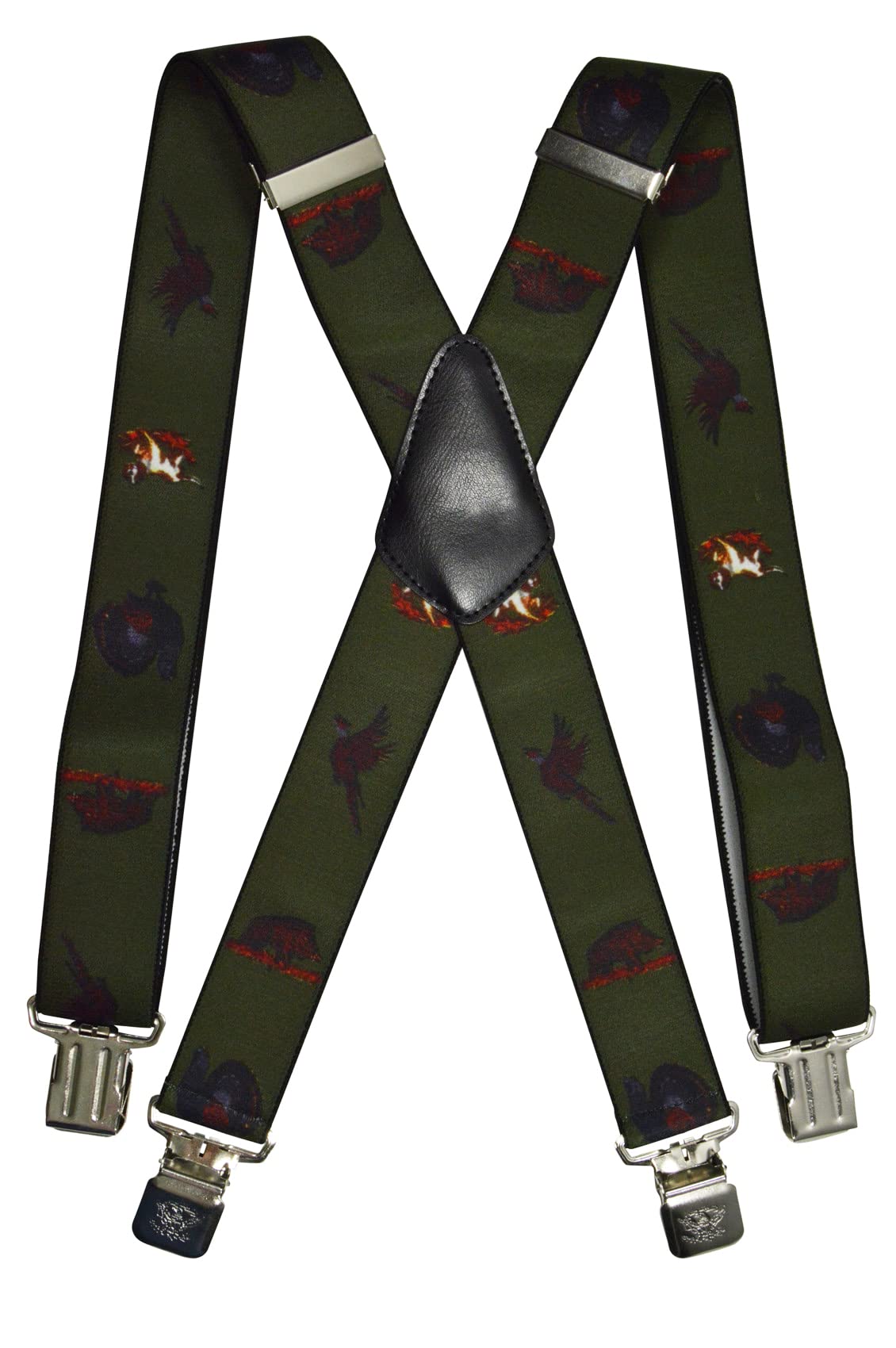 Olata Men's Adjustable Heavy Duty X-Shape Hunting Braces/Suspenders with Embossed Clips - 4cm. Game Animals