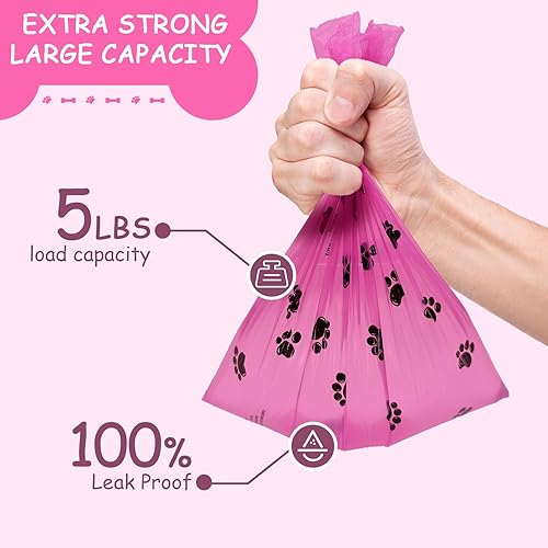 Miniatura 4 de Dispensador de bolsas para excrementos de perro con clip de mosquetón, soportes para bolsas de excremento de perro para correas, incluye 1 rollo (15