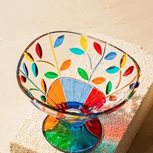 Leholao Decorative Candy Dish Crystal Bowl, Colorful Glass Christmas Candy