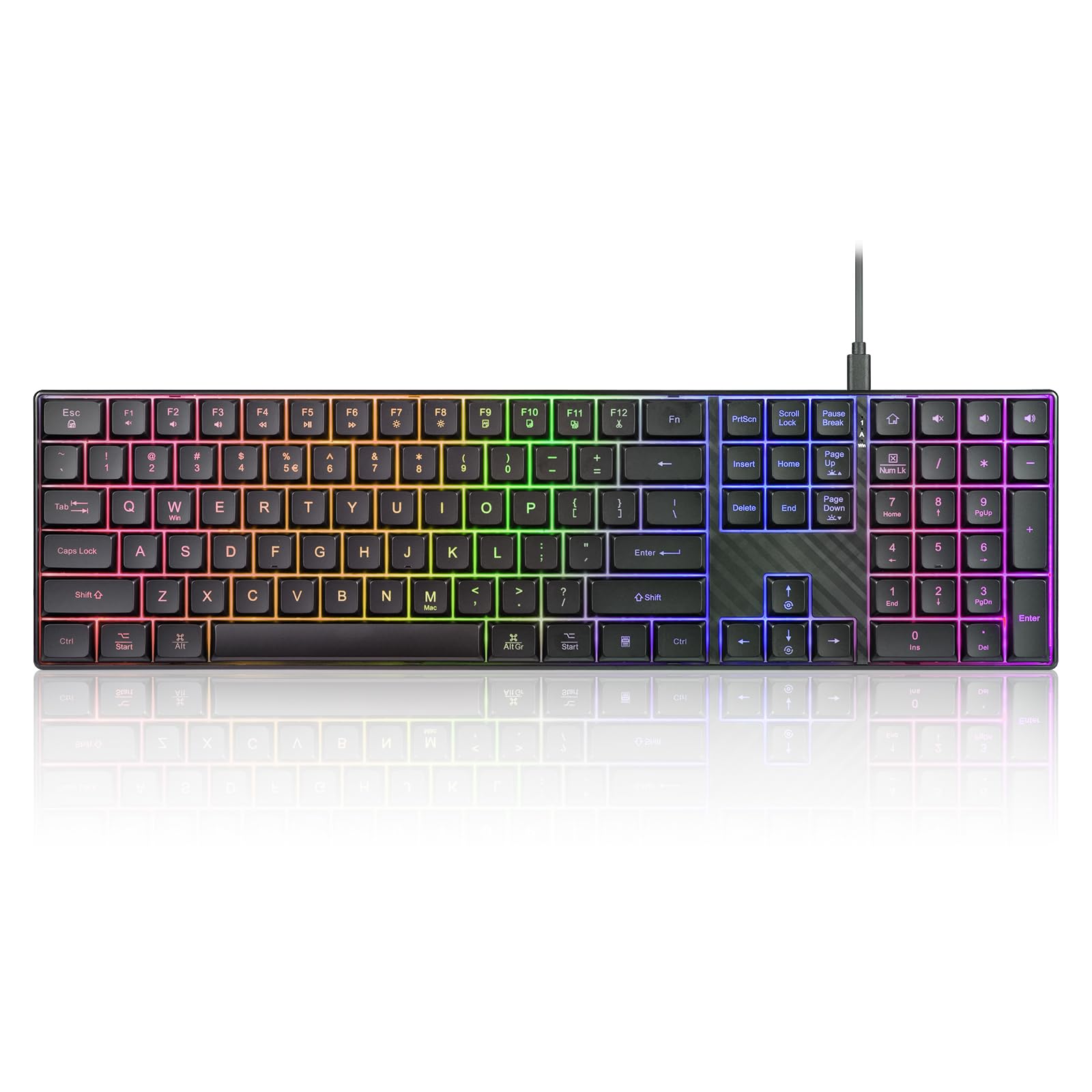 RGBバックライト有線キーボード ゲーミングノートパソコン用バックライト付きキーボード,英語