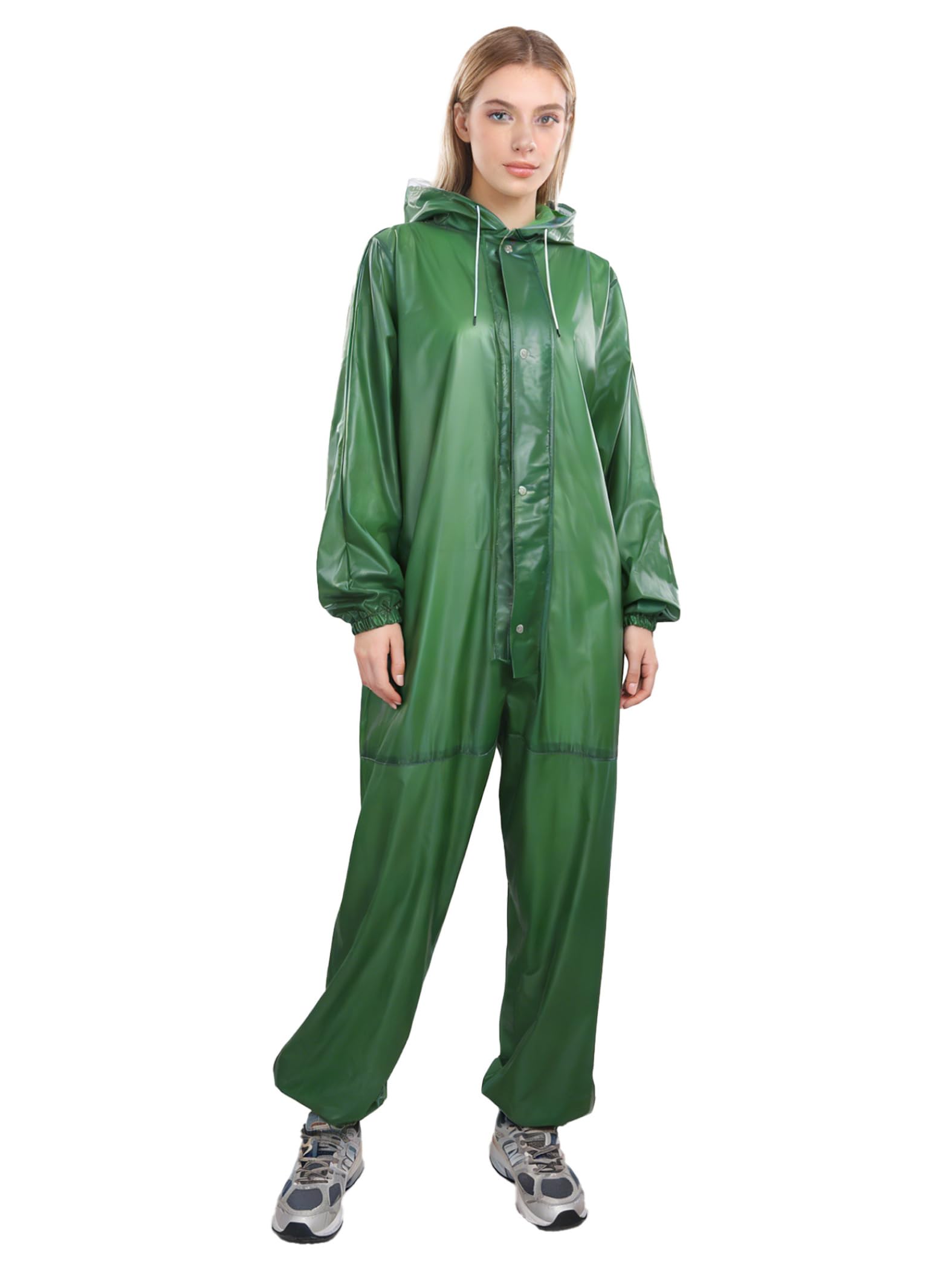 Tuta Impermeabile Traspirante Unisex Uomo Intera da Lavoro Con Cappuccio Cerniera Frontale Giardinaggio Campeggio