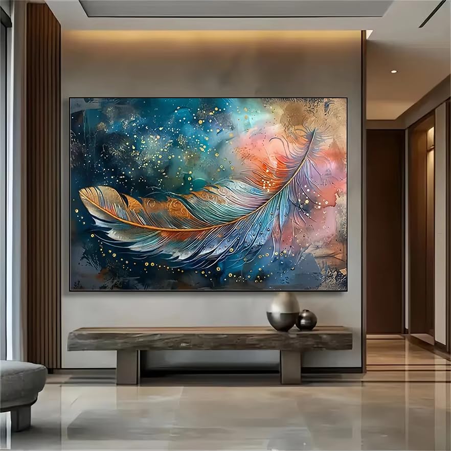 Tableau aquarelle vibrant plumes pour raviver un mur blanc vide