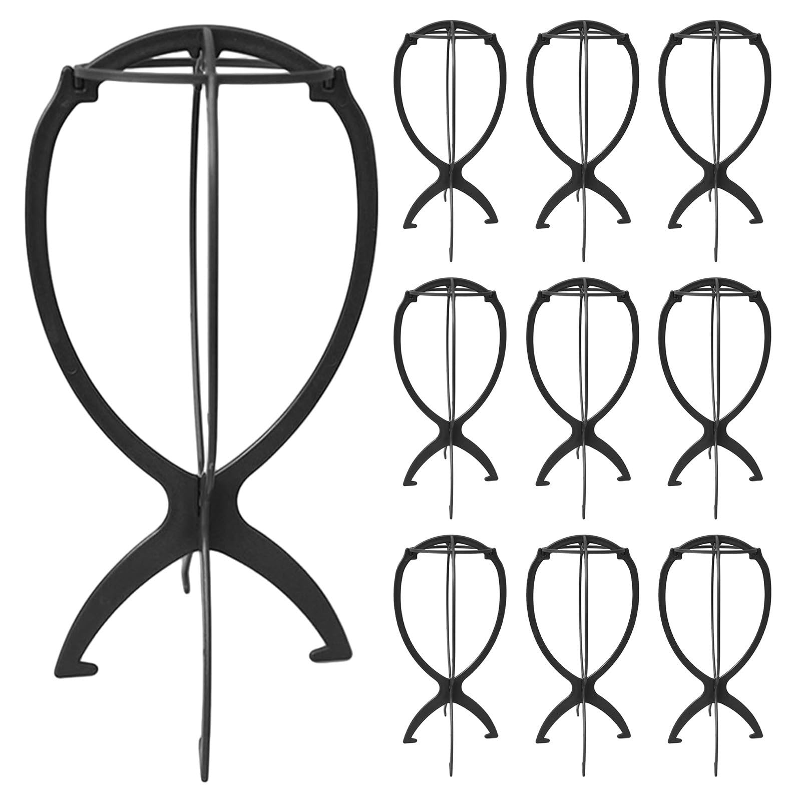 Porte-postiche stable PLAFOPE en plastique noir rigide pour coiffure, 10pcs