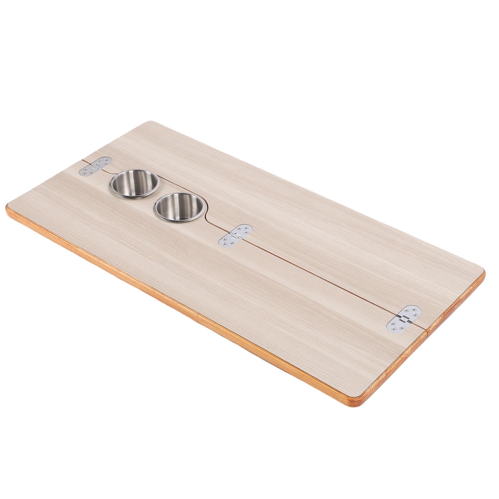 Tbest Klappbare Wohnmobil-Tischplatte, 80 X 39 cm, Massivholz, mit 2 Getränkehaltern für Arbeiten Am Yachtdeck (Holzfarbe)