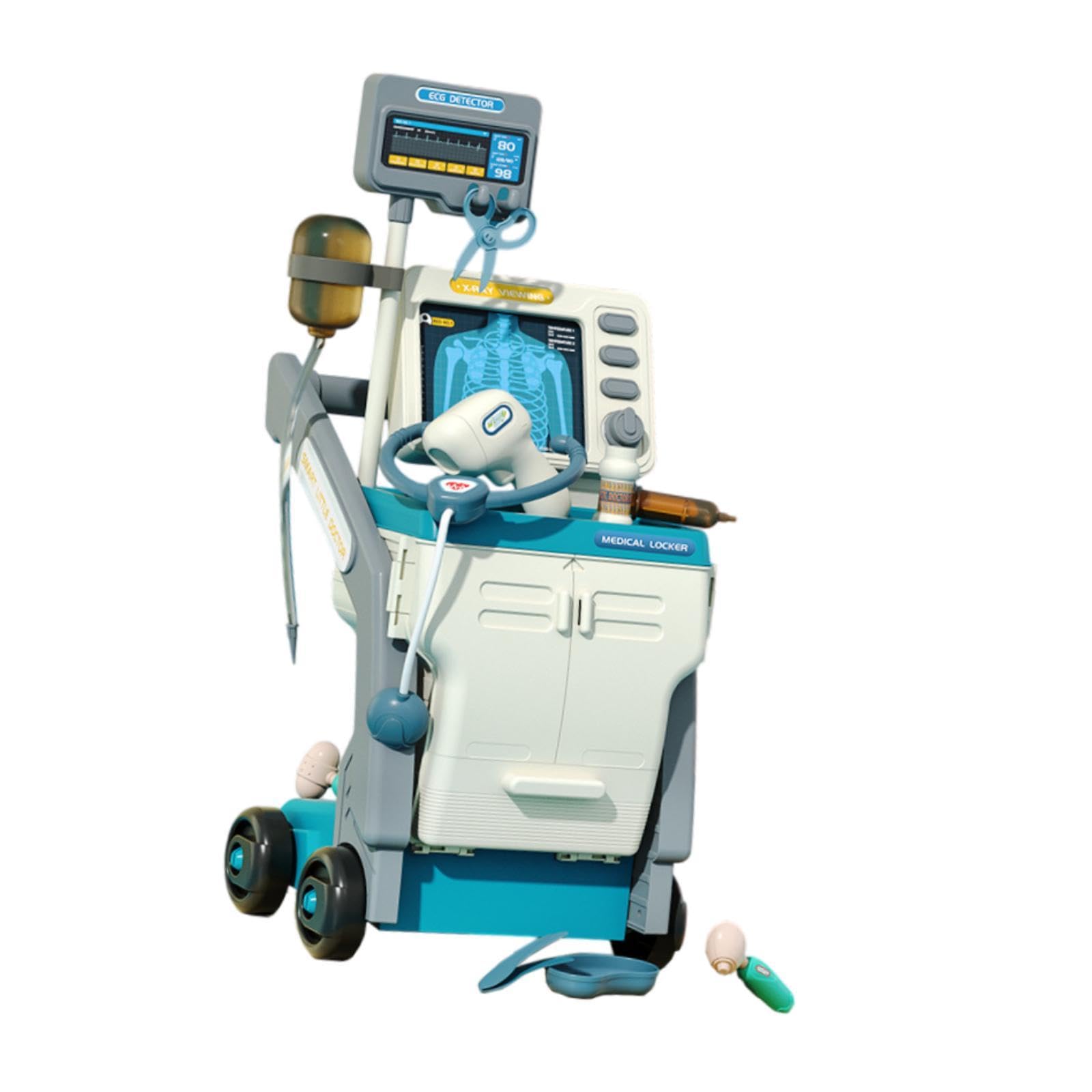 Kit da Dottore per Bambini con Carrello per Giochi di Ruolo E Apprendimento, Blu
