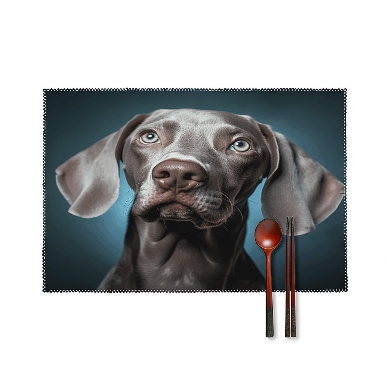 Fekiloot Style Gray Dog Pictures Placemats Set Of 6,Table Mat