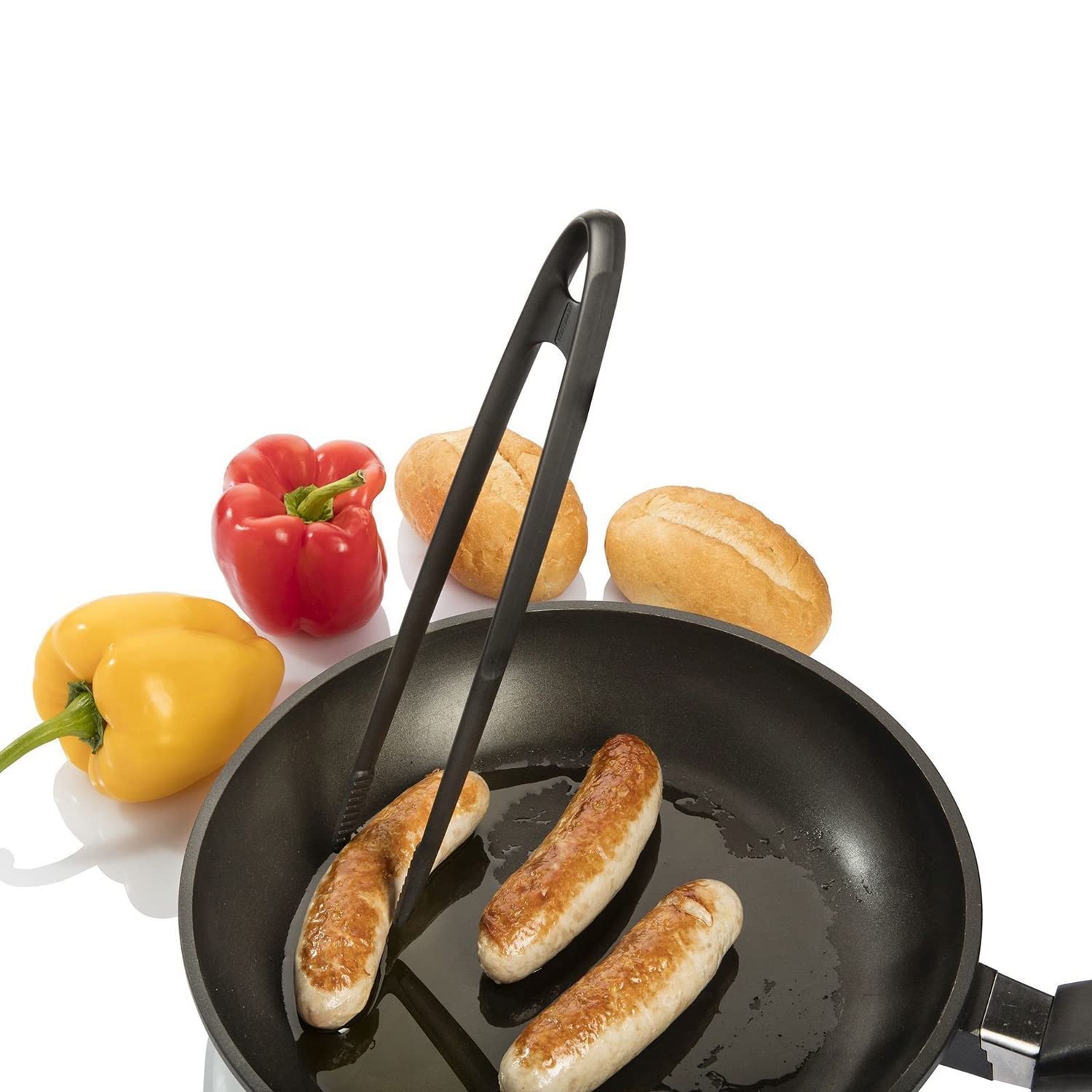 Westmark Pęseta do smażenia i serwowania, szczypce do grilla, wysokie temperatury do 270°C, tworzywo sztuczne, długość: 29 cm, Gentle-Plus, czarna, 13692275