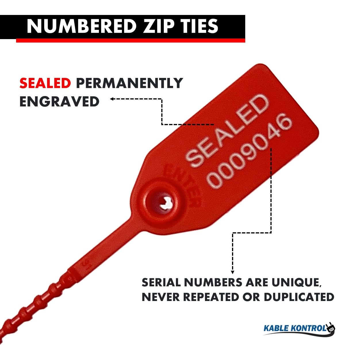 Amazon.com: Kable Kontrol Tamper Seals Numbered Serialized Zip