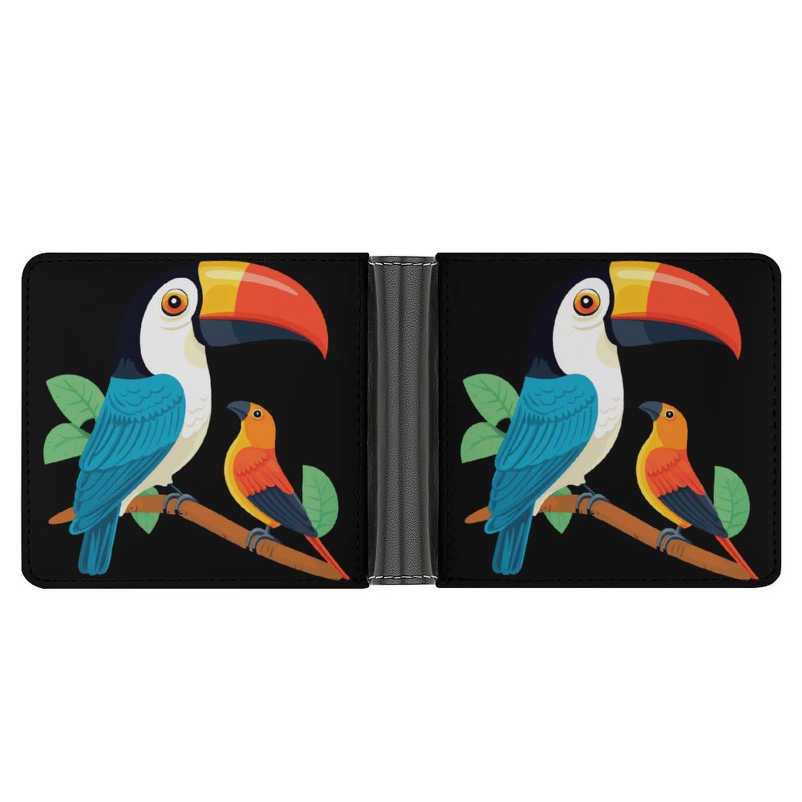 Toucan Bird Bifold Wallet PU Leather Coin Purse Lightweight Credit Card Holder Wallet Money Clip