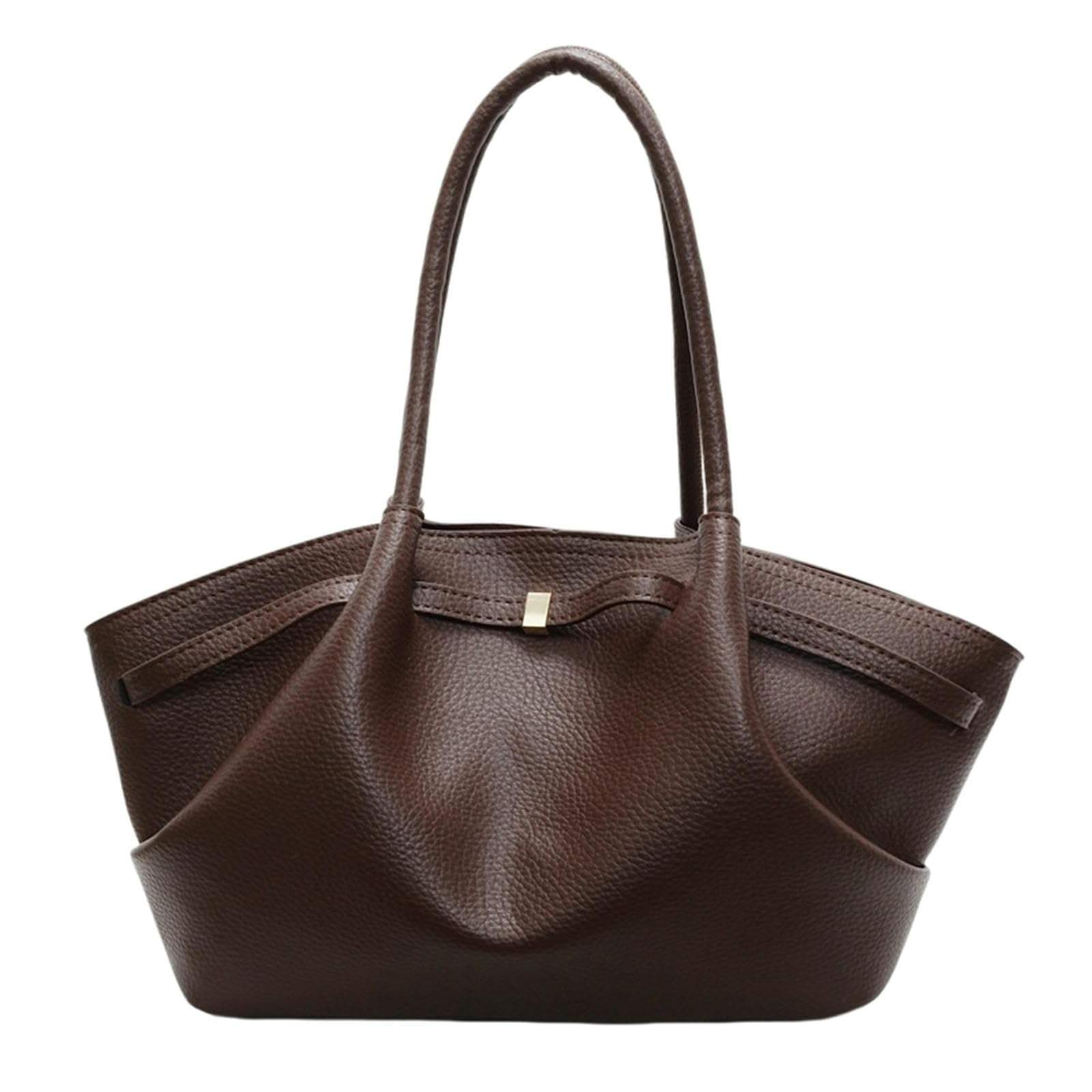 Borsa A Tracolla da Donna di Grande capacità in Stile retrò Primaverile-Marrone