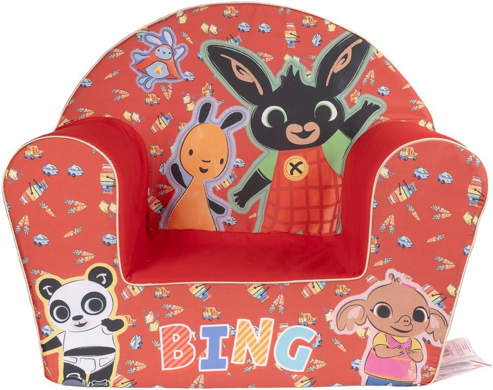 Tataway Bing Red Armchair for Children – Comfortable and Safe, Fun Design with Bing and Flop – Perfect for Bedrooms and Play Corners