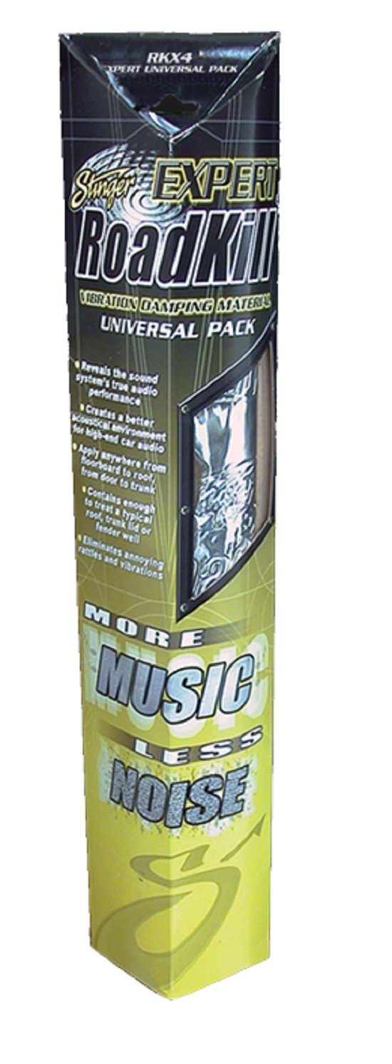 Stinger - RKX4 - Roadkill Expert Series Sound Damping Material Universal Pack (4 sq. ft.) - Overall improved sound quality - Easy cut and apply installation - Self-adhesive