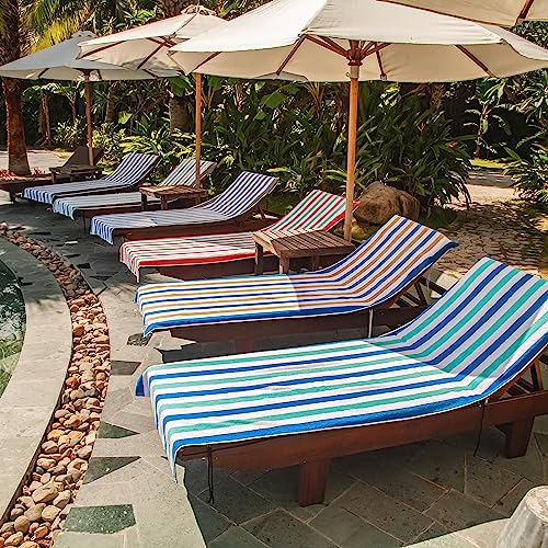 Arkwright Llc CC-CABOCABANA-NV/BL Arkwright Cabo Chaise Lounge Cover - Pack Of 2 - Striped Soft Cotton Cabana Towel thumb #6