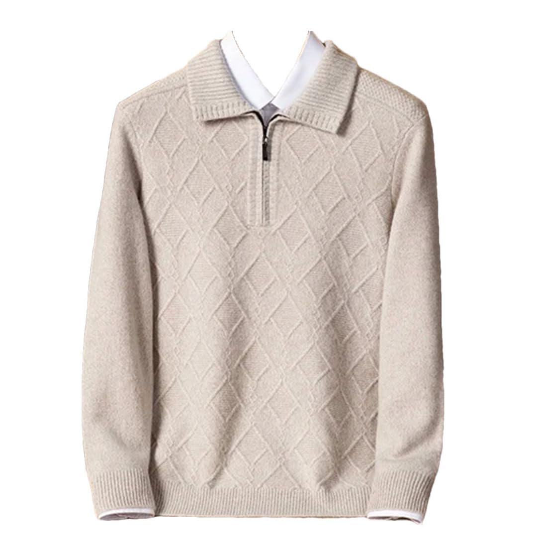 Vogrtcc Suéter De Cachemira Extragrande con Media Cremallera Y Solapa para Hombre Talla Grande