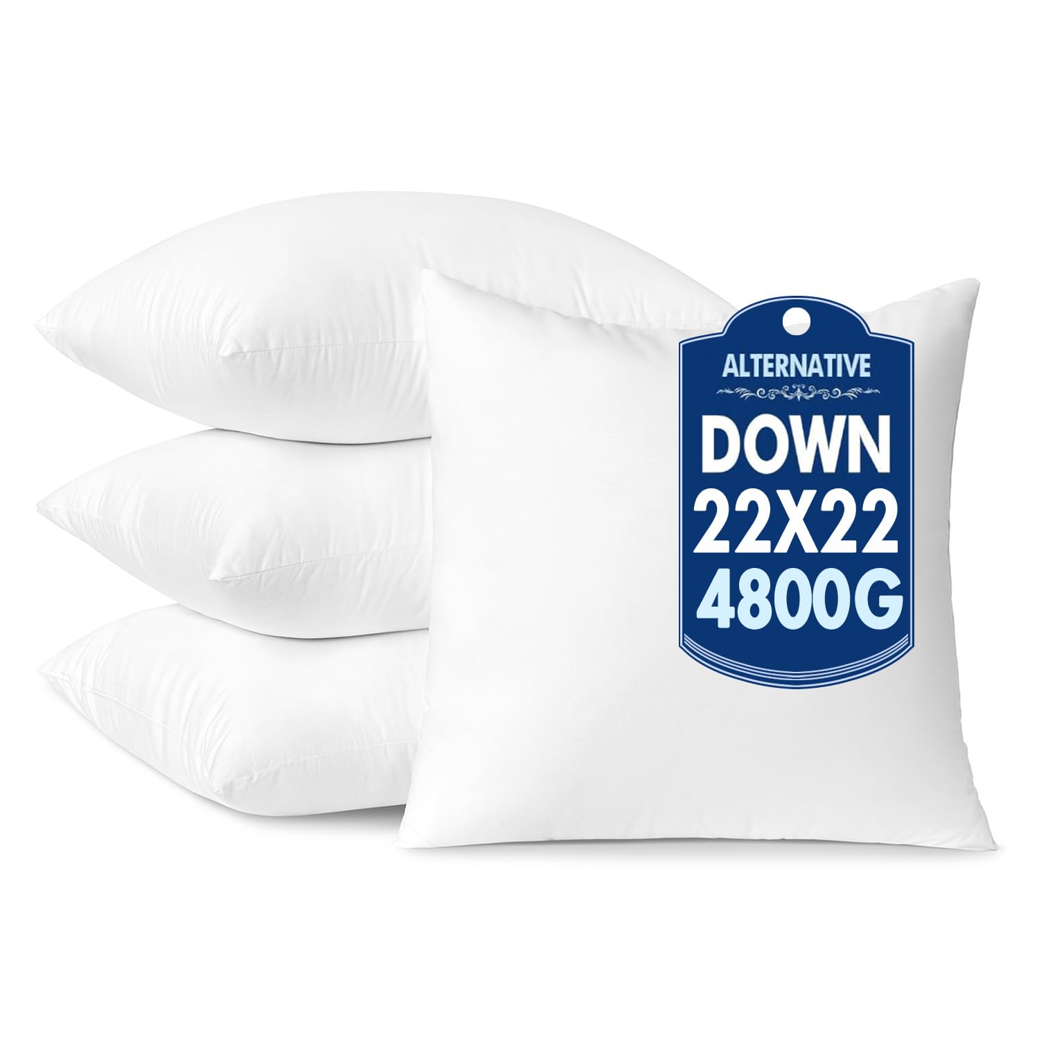 MIULEE 22x22 Down Alternative Pillow Inserts,Pack of 4 Throw Pillows 22 x 22 Inch Body Bed Sleeping Ultra Soft Fluffy Form for Sofa Couch Bed