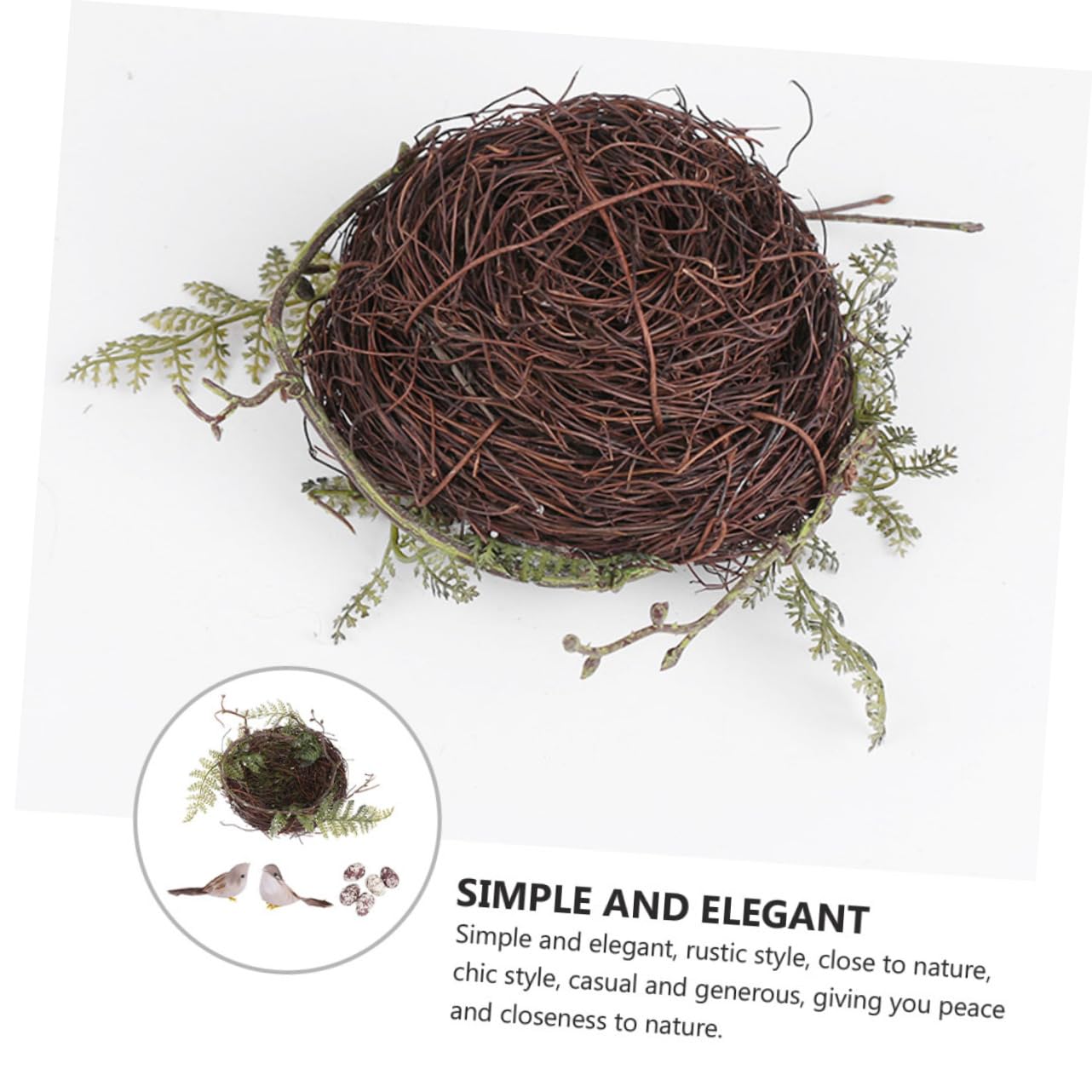 BESPORTBLE 4sätze Handgefertigtes Vogelhaus Aus Rattan Mit Dekorativem Nest Für Hochzeitsfotos Garten Und Vogelzucht Inkl Vögeln Und Eiern Für Kleine Vögel Und Heimdekoration