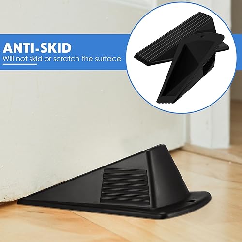 Miniatura 4 de Frienda 4 topes de puerta gigantes, resistentes de hasta 2 pulgadas de alto, cuña TPR, de cuña grande, apilables, de goma, para hotel, alfombras,