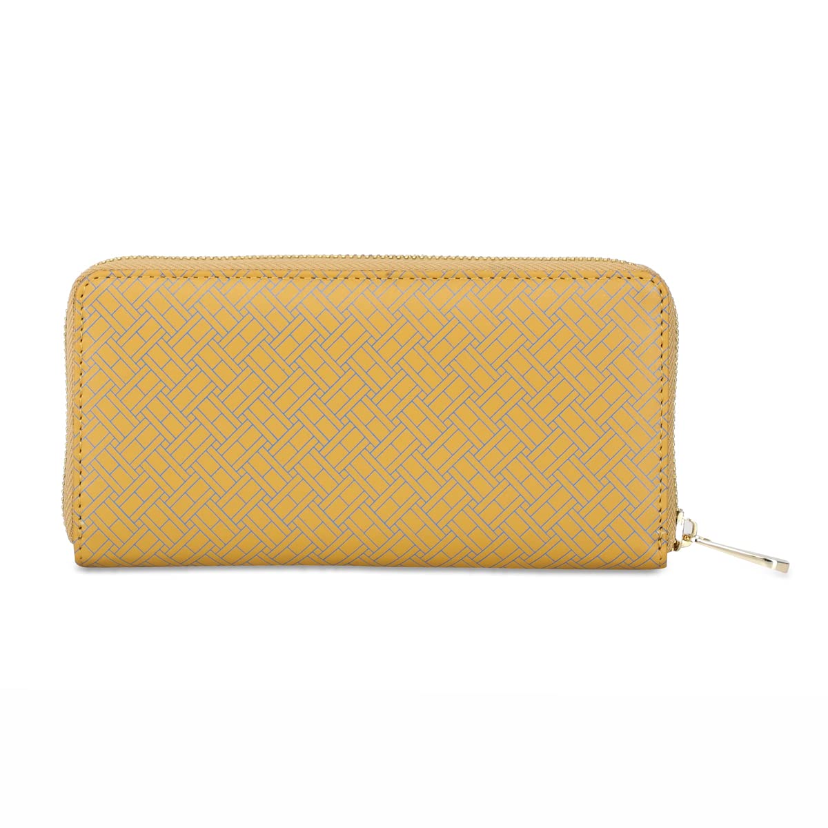 Natalie Womens Leather Zip Around Wallet Mustard/Blue-image-2