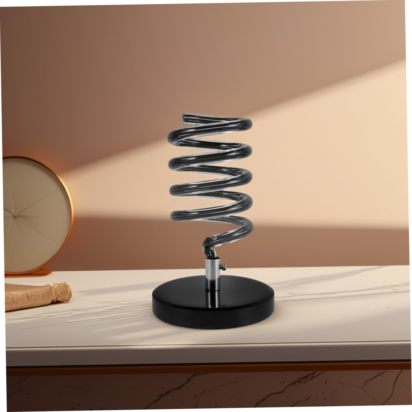 Soporte Diseño Negro Pelo Base con para Secador de Mármol Espiral Organización del Cable, y Adecuado para Encimera de Baño y Salón