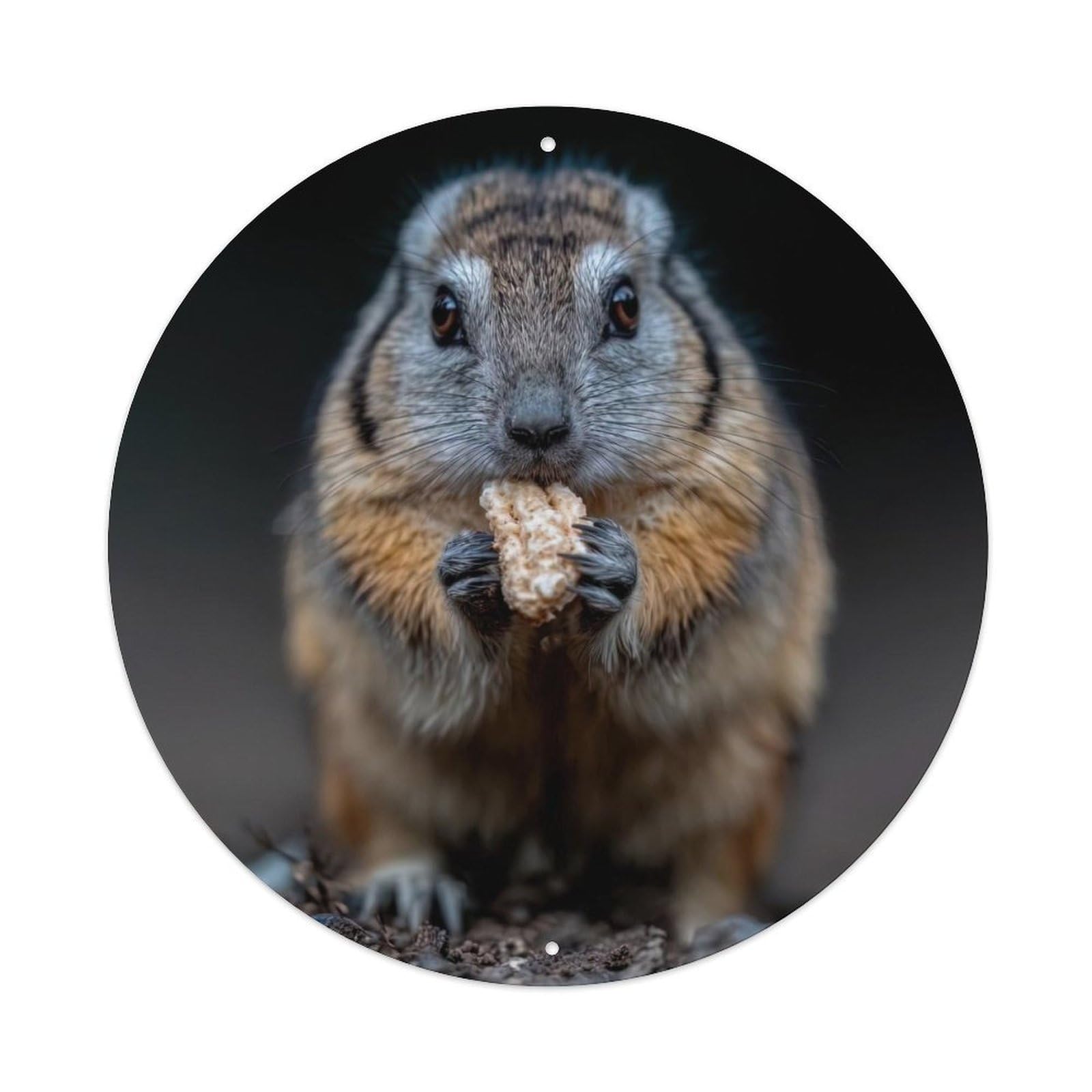 Cwbufd Vintage Style Animal Chipmunk Eating Closeup Wildlife Photography Nature Vintage Metal Tin Sign Plaque Wall Decor For Cafe, Club Bar, Office, Garden Metal Poster 8X8inch