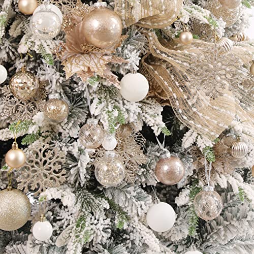 30PCS Christmas Glitter Snowflake Ornaments Plastic Snowflakes Ornaments-Xmas Tree Decorations,4.7-inch (Champagne Gold) - image 5