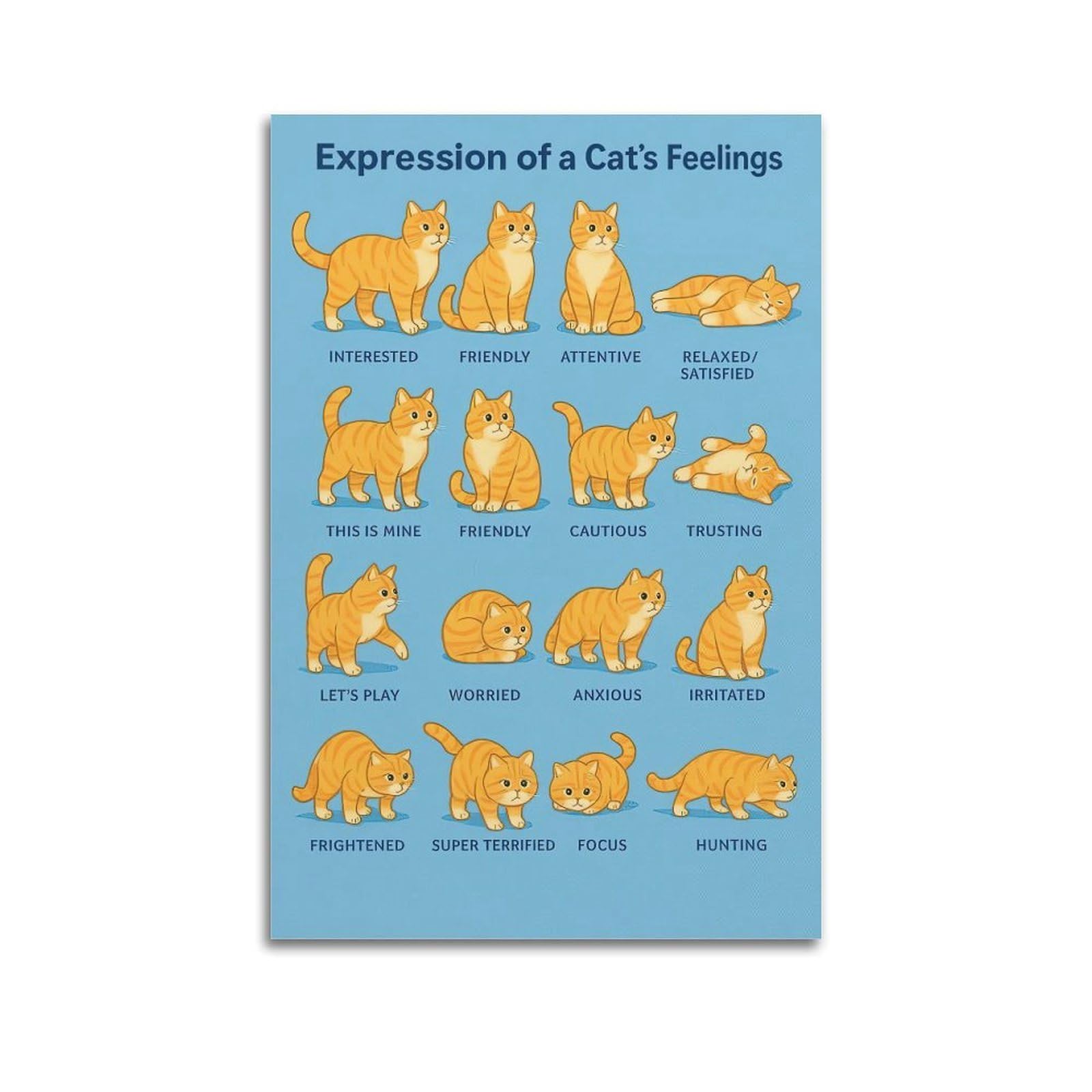 ESTE Cat Science Poster Expression of A Cat's Feelings Decorative Painting Canvas Modern Art Picture 24x36inch(60x90cm)