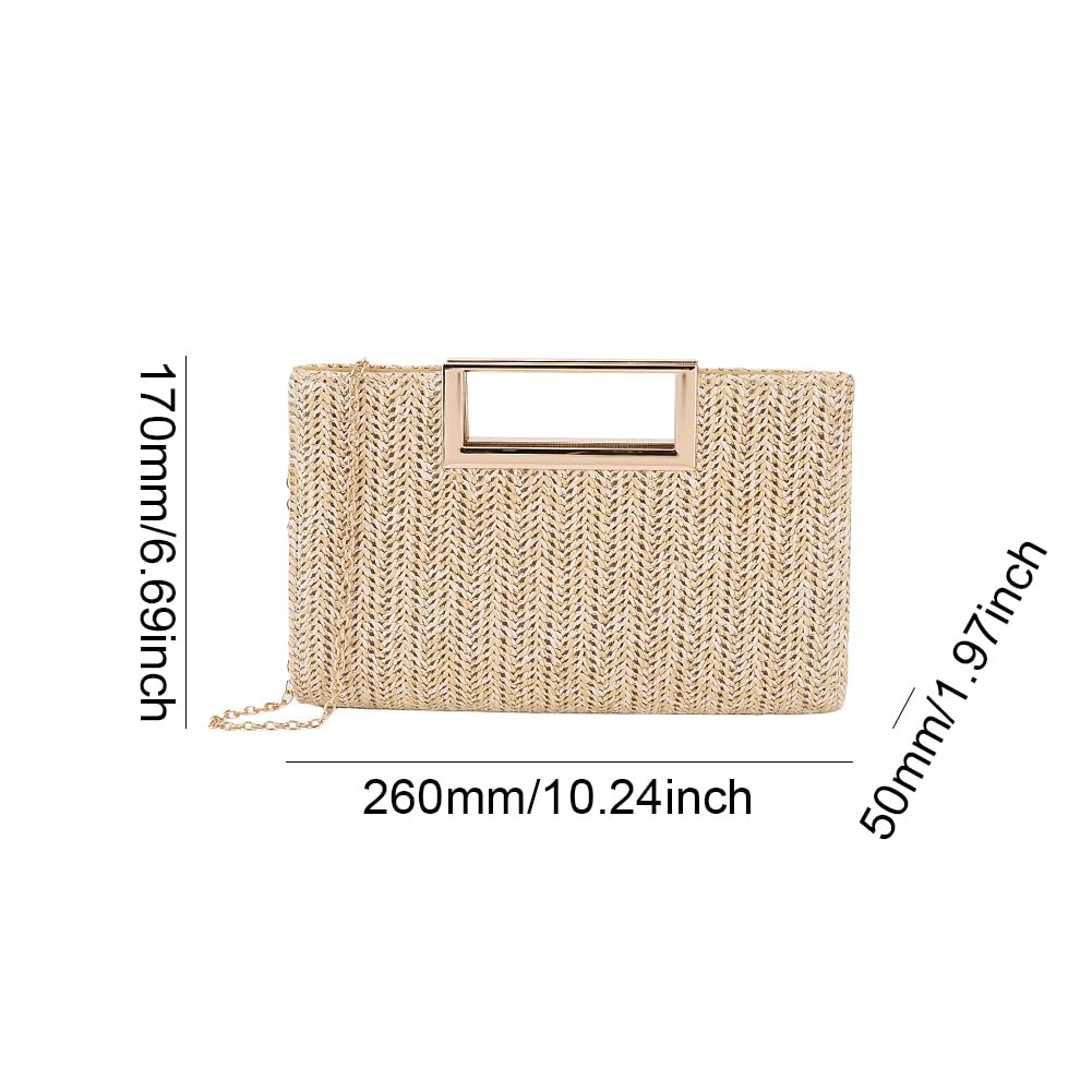 Pochette in Paglia Intrecciata a Mano for Donna Borsa con Manico Superiore Borsa a Tracolla con Chiusura Magnetica Borsa da Sera for Matrimonio, Festa di Ballo