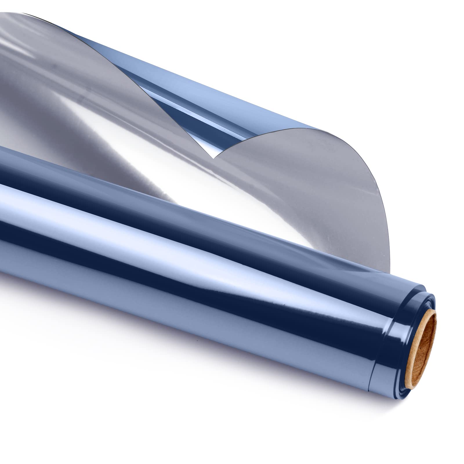 KESPEN Window Tint One Way, Heat Control UV Window Film Static Cling, Daytime Privacy Protection Reflective Window Film, Anti UV Mirrored Window Film For Office Commercial, Blue-Silver, 90 x 1000cm