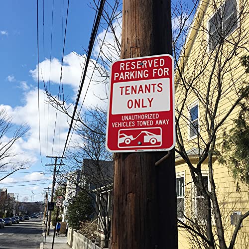 Smartsign - K-8727-Eg-12X18 "Reserved Parking For Tenants, Unauthorized Vehicles Towed" Sign | 12" X 18" 3M Engineer Grade Reflective Aluminum Red On White #TOP2