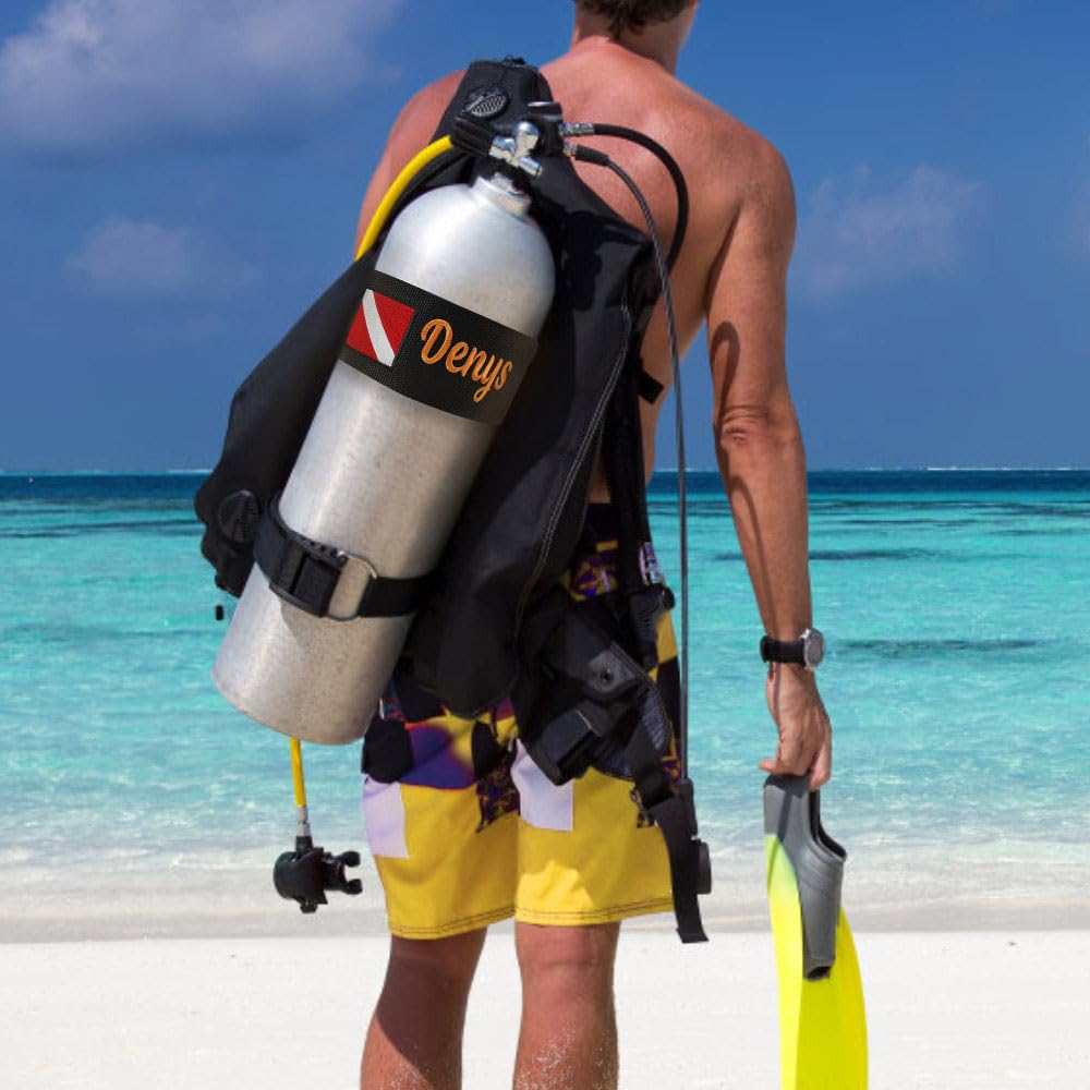 idooodle Personalized Embroidered Scuba Diving Tag, Custom Name Tag for BCD Scuba Tank Strap with Velcro Closure Gift for Diving Lover